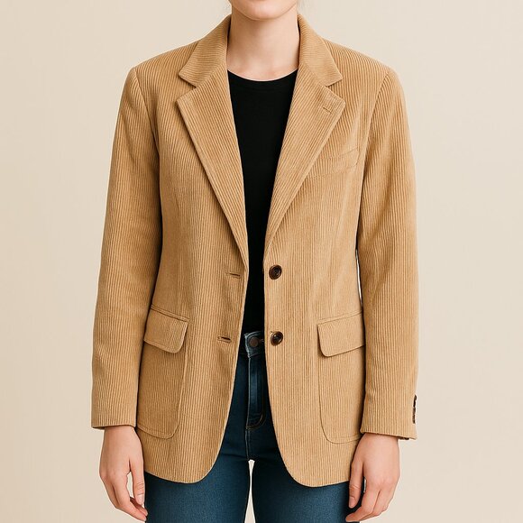 Vintage Jordache Tan Corduroy Blazer Jacket Size M Beige NWT Style - Picture 6 of 6